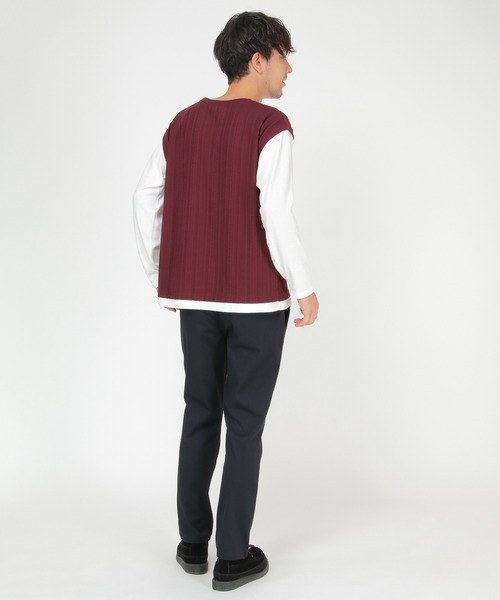 ikka（イッカ）の「フェイクベストロンＴ（Tシャツ/カットソー・メンズ・ネイビー/ワイン/ベージュ/グリーン・S/M/XL/L）」の9枚目の写真