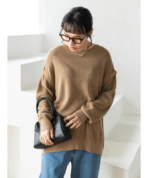 CRAFT STANDARD BOUTIQUE(クラフトスタンダードブティック)の「2WAY片畦ニットプルオーバー *(ニット/セーター・レディース・オレンジ/ベージュ/ブラック・FREE)」の8枚目の写真