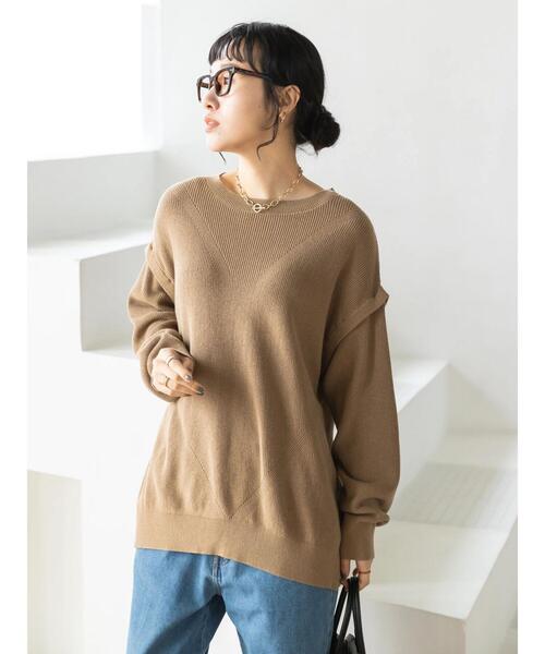 CRAFT STANDARD BOUTIQUE(クラフトスタンダードブティック)の「2WAY片畦ニットプルオーバー *(ニット/セーター・レディース・オレンジ/ベージュ/ブラック・FREE)」の5枚目の写真