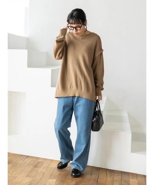 CRAFT STANDARD BOUTIQUE(クラフトスタンダードブティック)の「2WAY片畦ニットプルオーバー *(ニット/セーター・レディース・オレンジ/ベージュ/ブラック・FREE)」の10枚目の写真