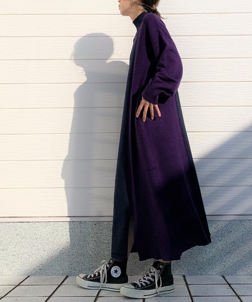 Q（キュー）の「バイカラー切替ニットワンピ（ワンピース・レディース・ブラック/ネイビー・MEDIUM）」の6枚目の写真