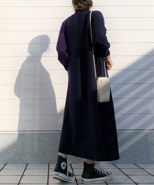 Q（キュー）の「バイカラー切替ニットワンピ（ワンピース・レディース・ブラック/ネイビー・MEDIUM）」の7枚目の写真