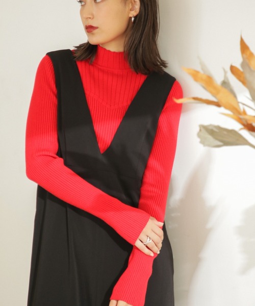 ROSE BUD(ローズバッド)の「リブニットインナー(ニット/セーター・レディース・ホワイト/ブラック/レッド/グリーン・FREE)」の4枚目の写真