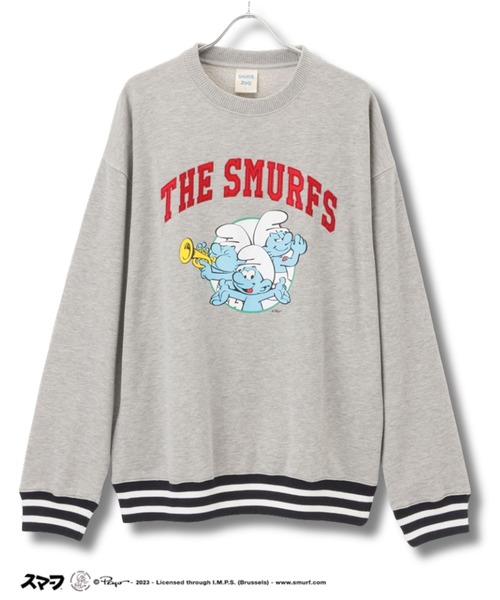 Mac-House(マックハウス)の「Smurf スマーフ リブライントレーナー(スウェット・メンズ・グリーン/グレー/パープル/ブラック・M/L)」の1枚目の写真