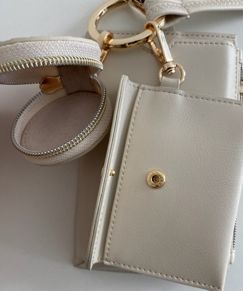 DouDou（ドゥドゥ）の「メッシュコインケース付スマホショルダー（ショルダーバッグ・レディース・アイボリー/ブラック/グレイッシュベージュ・FREE）」の7枚目の写真