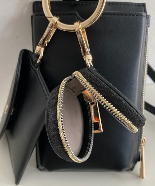 DouDou（ドゥドゥ）の「メッシュコインケース付スマホショルダー（ショルダーバッグ・レディース・アイボリー/ブラック/グレイッシュベージュ・FREE）」の5枚目の写真