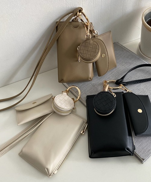 DouDou（ドゥドゥ）の「メッシュコインケース付スマホショルダー（ショルダーバッグ・レディース・アイボリー/ブラック/グレイッシュベージュ・FREE）」の13枚目の写真