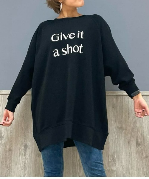 HONEYSUCKLE ROSE（ハニーサックルローズ）の「【HONEYSUCKLE ROSE】MOCOMOCOチュニック（スウェット・レディース・パープル/ホワイト/ブラック・L/M）」の3枚目の写真