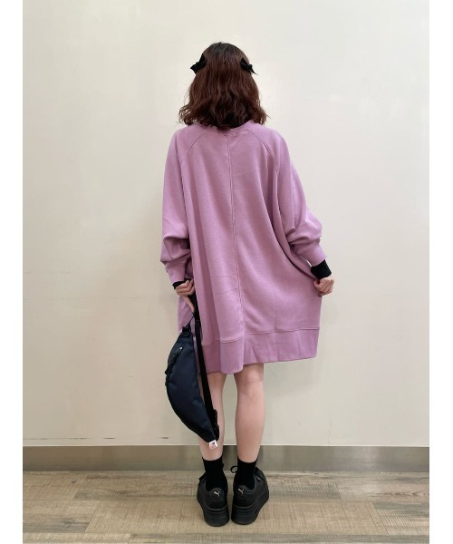 HONEYSUCKLE ROSE（ハニーサックルローズ）の「【HONEYSUCKLE ROSE】MOCOMOCOチュニック（スウェット・レディース・パープル/ホワイト/ブラック・L/M）」の16枚目の写真