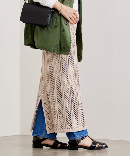 JOURNAL STANDARD（ジャーナルスタンダード）の「GIMACOTTONメッシュスカート（スカート・レディース・ブラック系その他/ベージュ・FREE）」の2枚目の写真