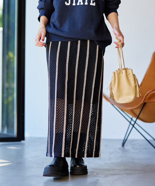 JOURNAL STANDARD（ジャーナルスタンダード）の「GIMACOTTONメッシュスカート（スカート・レディース・ブラック系その他/ベージュ・FREE）」の5枚目の写真