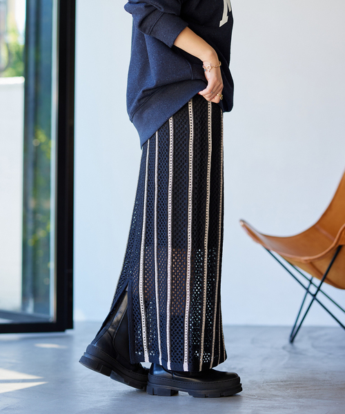 JOURNAL STANDARD（ジャーナルスタンダード）の「GIMACOTTONメッシュスカート（スカート・レディース・ブラック系その他/ベージュ・FREE）」の8枚目の写真