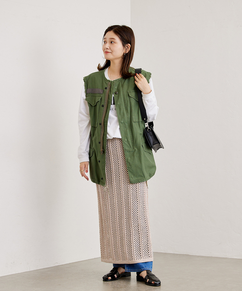 JOURNAL STANDARD（ジャーナルスタンダード）の「GIMACOTTONメッシュスカート（スカート・レディース・ブラック系その他/ベージュ・FREE）」の9枚目の写真