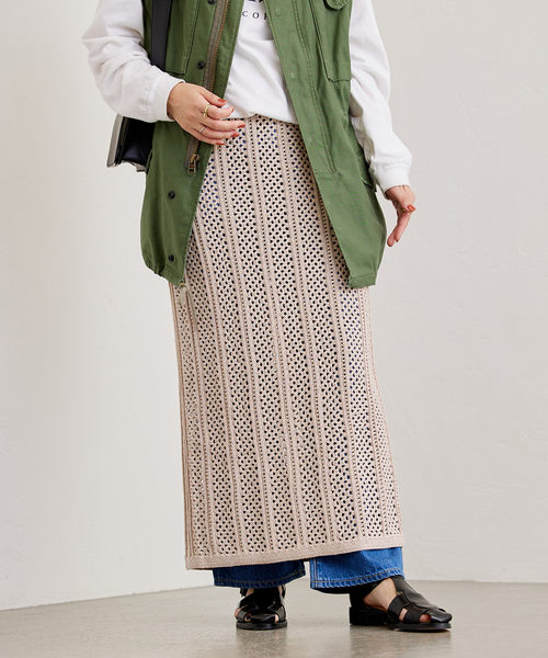 JOURNAL STANDARD（ジャーナルスタンダード）の「GIMACOTTONメッシュスカート（スカート・レディース・ブラック系その他/ベージュ・FREE）」の10枚目の写真