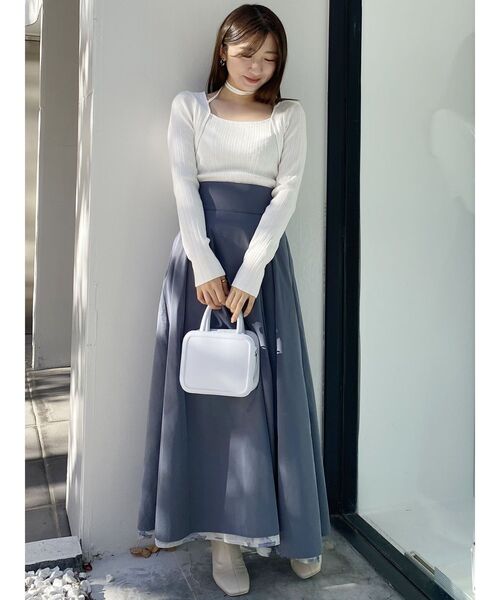 MERCURYDUO（マーキュリーデュオ）の「ぼかしフラワーメッシュリバーシブルスカート（スカート・レディース・ブラウン/アイボリー/ブルー・SMALL/MEDIUM）」の6枚目の写真