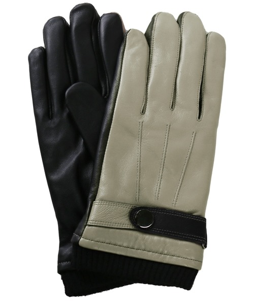 ラムレザー手袋メンズベルト付きスマホ対応