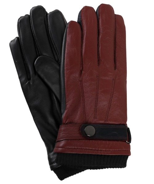 ラムレザー手袋メンズベルト付きスマホ対応