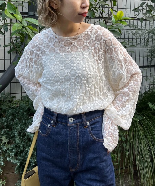 CIAOPANIC(チャオパニック)の「キャンディースリーブレーストップス(Tシャツ/カットソー・レディース・オフホワイト/ブラック/ライム・FREE)」の10枚目の写真