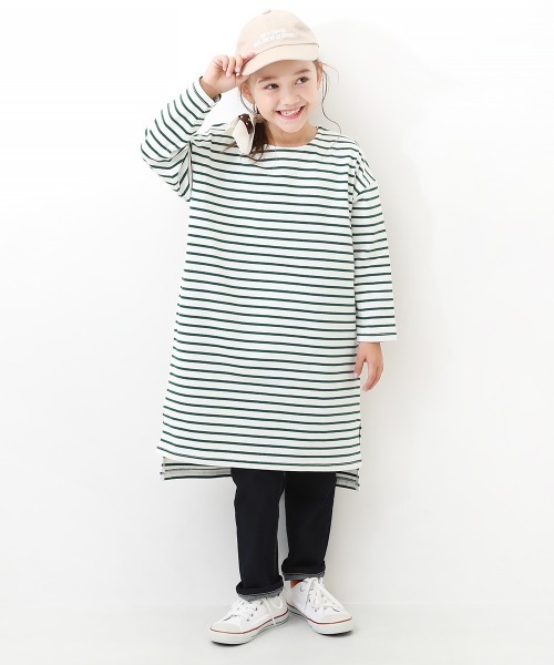 devirock(デビロック)の「ゆるっとボーダー 長袖ワンピース(ワンピース・キッズ・ブラック/ダークベージュ/ラベンダー/ブルー/グリーン系その他・130cm/110cm/100cm/160cm/140cm/150cm/120cm)」の8枚目の写真