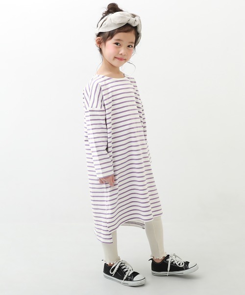 devirock(デビロック)の「ゆるっとボーダー 長袖ワンピース(ワンピース・キッズ・ブラック/ダークベージュ/ラベンダー/ブルー/グリーン系その他・130cm/110cm/100cm/160cm/140cm/150cm/120cm)」の10枚目の写真