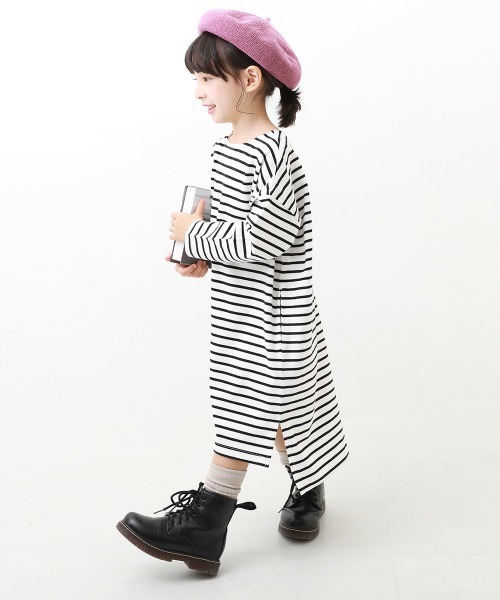 devirock(デビロック)の「ゆるっとボーダー 長袖ワンピース(ワンピース・キッズ・ブラック/ダークベージュ/ラベンダー/ブルー/グリーン系その他・130cm/110cm/100cm/160cm/140cm/150cm/120cm)」の19枚目の写真