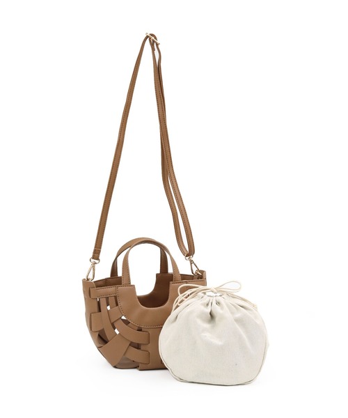 MIAN (ミアン)の「合皮編みミニ2wayトート(ショルダーバッグ・レディース・モカ/グリーン/アイボリー/ブラック・FREE)」の17枚目の写真