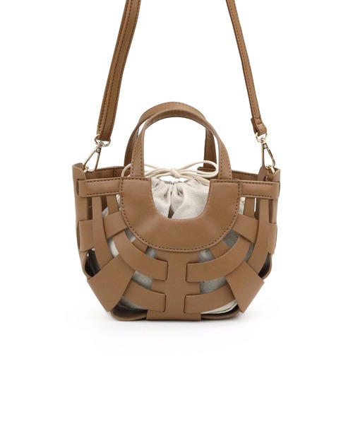 MIAN (ミアン)の「合皮編みミニ2wayトート(ショルダーバッグ・レディース・モカ/グリーン/アイボリー/ブラック・FREE)」の12枚目の写真