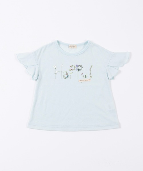 trois lapins kp（トロワラパンケーピー）の「袖フリル 天竺半袖Tシャツ(110～130cm)（Tシャツ/カットソー・キッズ・ミント/クリーム・110cm/120cm/130cm）」の6枚目の写真