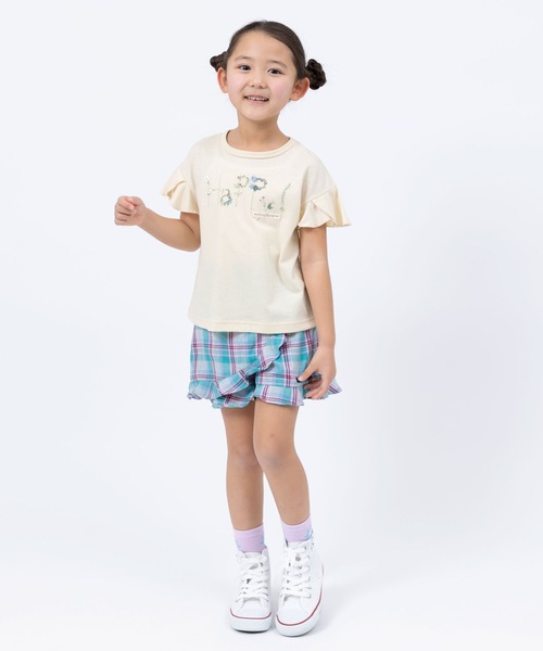 trois lapins kp（トロワラパンケーピー）の「袖フリル 天竺半袖Tシャツ(110～130cm)（Tシャツ/カットソー・キッズ・ミント/クリーム・110cm/120cm/130cm）」の9枚目の写真