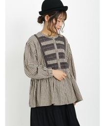 Samansa Mos2 | レース貼り切替ギャザーブラウス(シャツ/ブラウス)