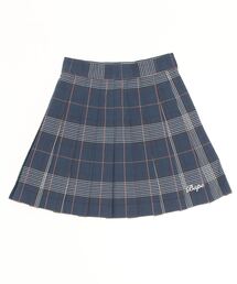 BAPE EMBROIDERY CHECK PLEATED SKIRT L