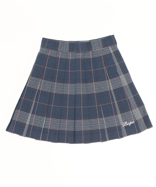 A BATHING APE(アベイシングエイプ)の「BAPE EMBROIDERY CHECK PLEATED SKIRT L(スカート・レディース・ネイビー・X-SMALL/SMALL)」の1枚目の写真