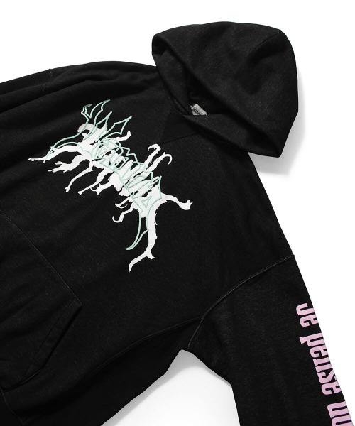 WANNA（ワナ）の「ワナ [WANNA] - パーカー フーディー [METALIC MENTAL HOODIE PIGMENT BLACK]（パーカー・メンズ・ブラック・ONE SIZE）」の4枚目の写真