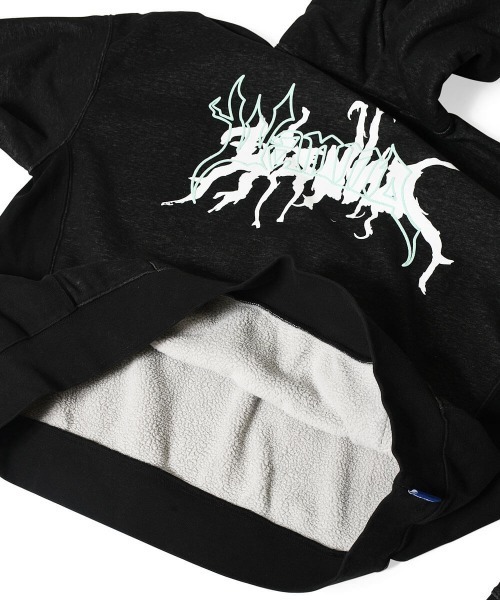 WANNA（ワナ）の「ワナ [WANNA] - パーカー フーディー [METALIC MENTAL HOODIE PIGMENT BLACK]（パーカー・メンズ・ブラック・ONE SIZE）」の8枚目の写真