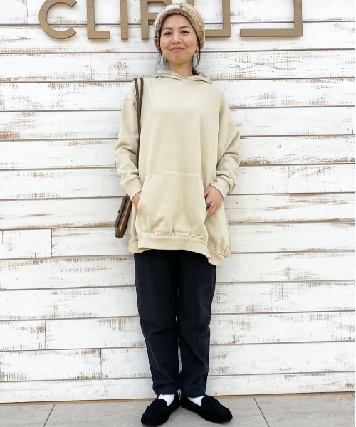 studio CLIP(スタディオクリップ)の「ビッグフーディチュニック(パーカー・レディース・ライトグレー/ベージュ/ブラック/ブルー・FREE)」の19枚目の写真