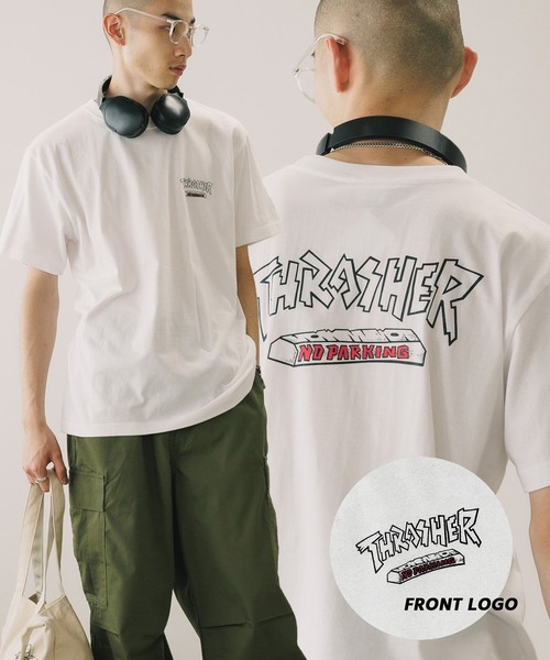 THRASHER(スラッシャー)の「ROOPTOKYO別注:THRASHER/スラッシャー NO PARKING 半袖Tシャツ バックプリント ロゴ スケーター(Tシャツ/カットソー・メンズ・グリーン/ブラック/ホワイト・XXL/L/XL/M)」の1枚目の写真