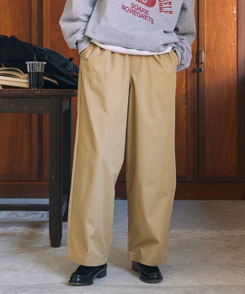 ハイウエストタックワイドストレートチノパンツ MONO-MART LADY'S