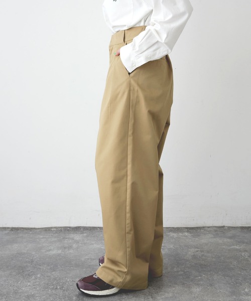 ハイウエストタックワイドストレートチノパンツ MONO-MART LADY'S