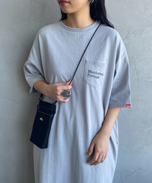 グラデーション 半袖 Tシャツ ワンピース MANHATTAN PORTAGE/マンハッタンポーテージ] 別注 ワンポイント