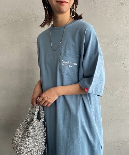 グラデーション 半袖 Tシャツ ワンピース MANHATTAN PORTAGE/マンハッタンポーテージ] 別注 ワンポイント