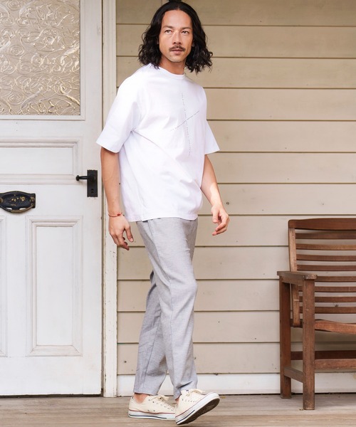 CAMBIO（カンビオ）の「mt8296- ビッグシルエットプリントTシャツ（famous quoteクロス）（Tシャツ/カットソー・メンズ・ネイビー/ブラック/ホワイト/カーキ・XL/L/M/S）」の8枚目の写真