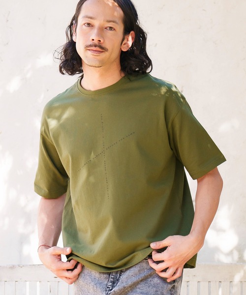 CAMBIO（カンビオ）の「mt8296- ビッグシルエットプリントTシャツ（famous quoteクロス）（Tシャツ/カットソー・メンズ・ネイビー/ブラック/ホワイト/カーキ・XL/L/M/S）」の10枚目の写真