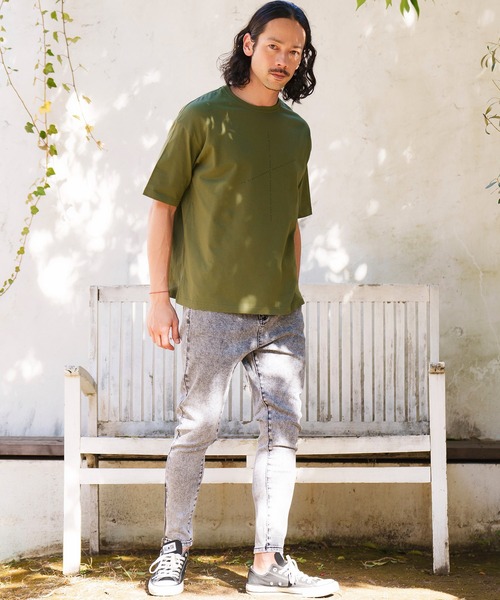 CAMBIO（カンビオ）の「mt8296- ビッグシルエットプリントTシャツ（famous quoteクロス）（Tシャツ/カットソー・メンズ・ネイビー/ブラック/ホワイト/カーキ・XL/L/M/S）」の12枚目の写真