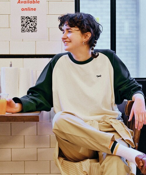 FREAK'S STORE（フリークスストア）の「TOWN CRAFT × FREAK'S STORE/タウンクラフト 別注 ベースボールロンＴ（Tシャツ/カットソー・レディース・ブラック/ブラウン/グリーン/ネイビー・ﾌﾘ-）」の8枚目の写真