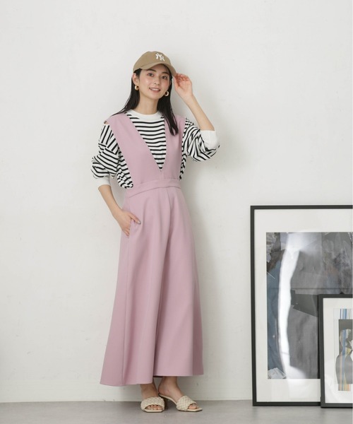 NANO universe(ナノユニバース)の「LB.04/2wayフレアジャンパースカート(ジャンパースカート・レディース・ブラック/ライトベージュ/パープル・FREE)」の13枚目の写真