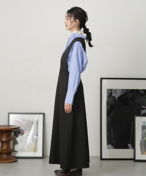 NANO universe(ナノユニバース)の「LB.04/2wayフレアジャンパースカート(ジャンパースカート・レディース・ブラック/ライトベージュ/パープル・FREE)」の14枚目の写真