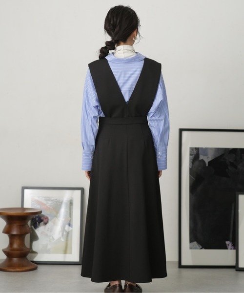 NANO universe(ナノユニバース)の「LB.04/2wayフレアジャンパースカート(ジャンパースカート・レディース・ブラック/ライトベージュ/パープル・FREE)」の12枚目の写真