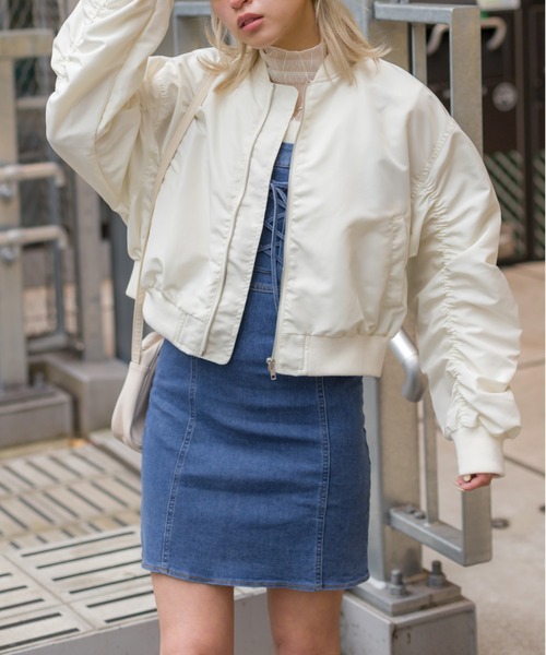 SpRay(スプレイ)の「クロップドMA1(MA-1・レディース・カーキ/ブラック/アイボリー・FREE)」の17枚目の写真