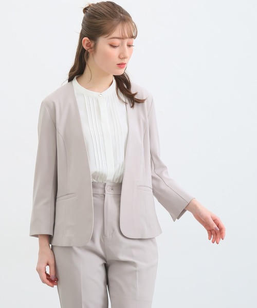 Honeys（ハニーズ）の「8分袖カラーレスジャケット（テーラード
