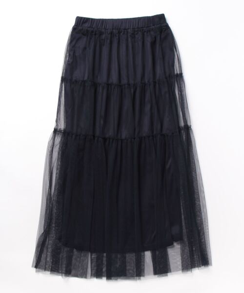 JUGLANS(ユグランス)の「☆ チュールティアードギャザースカート W1319(スカート・レディース・ベージュ/ピンク/ネイビー・FREE)」の4枚目の写真